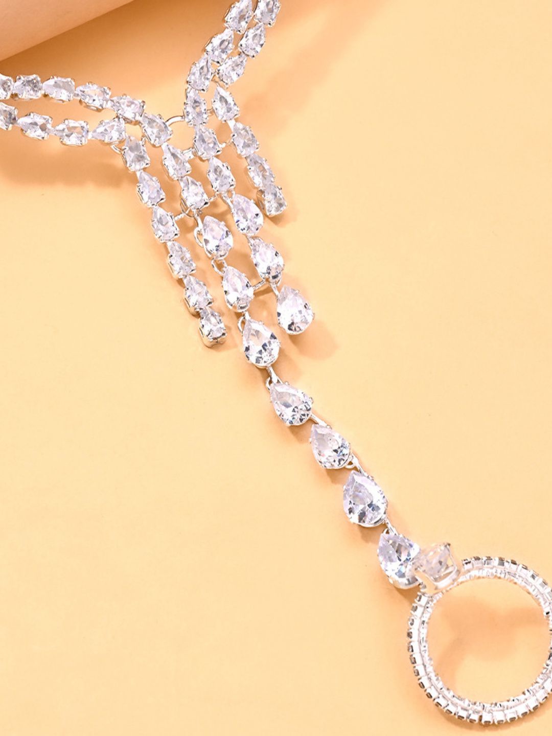 Ishhaara White Finish Faux Diamond Hathphool