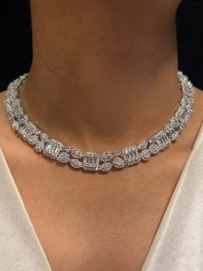 Ishhaara White Finish Faux Diamond Necklace Set