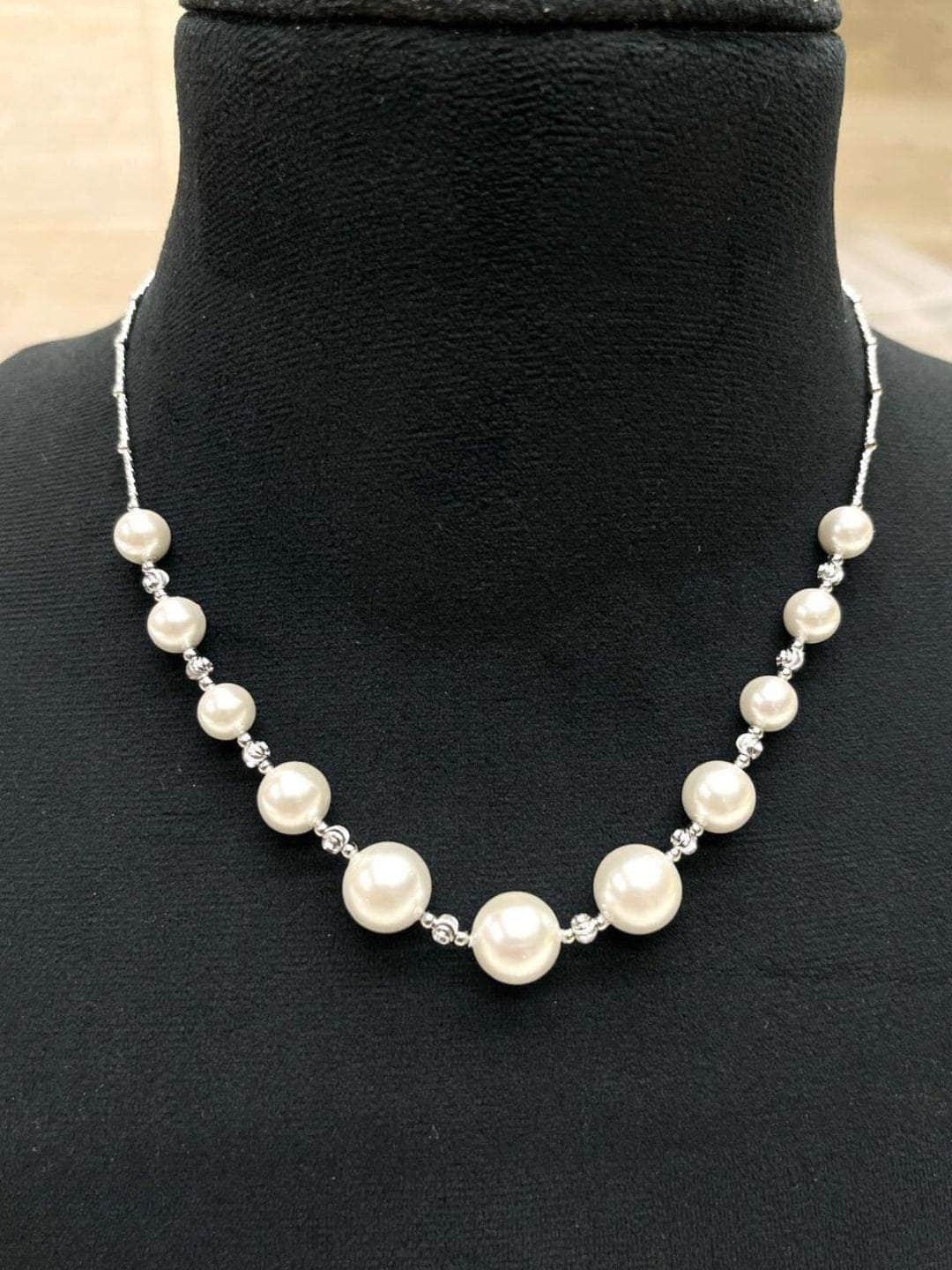 Ishhaara White Fresh Water Pearls Short Necklace