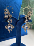 Ishhaara White Geometric Drop Earcuff Earrings