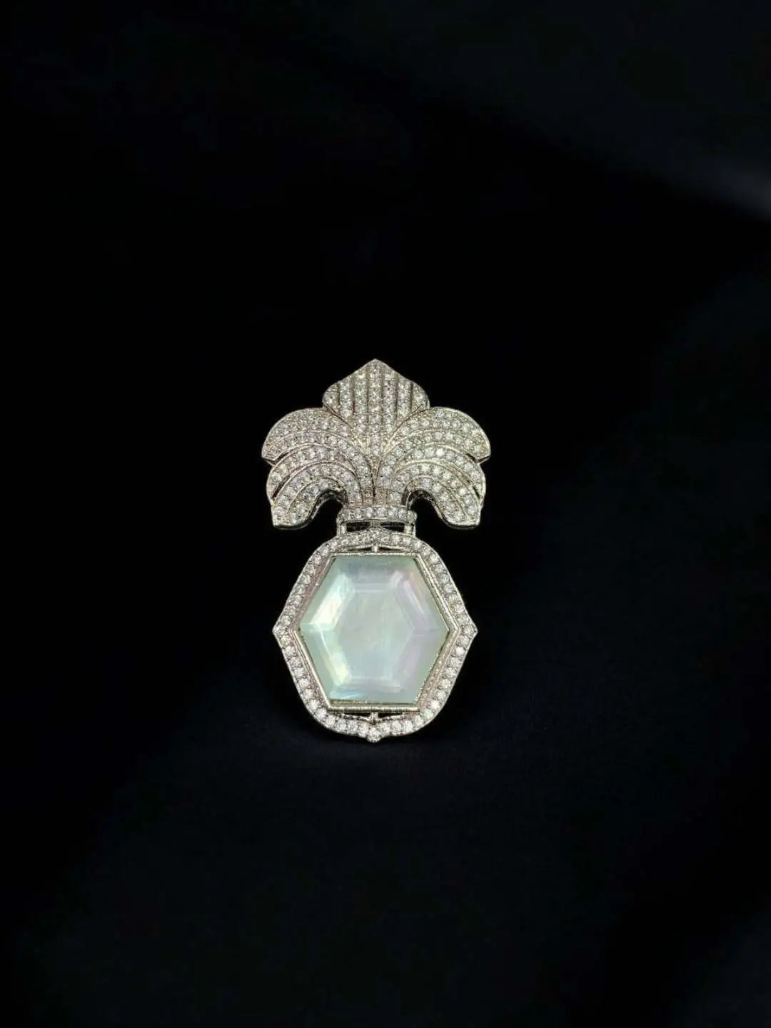 Ishhaara White Geometric Egyptian Sapphire Brooch
