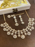 Ishhaara White Gold Finish Kundan Polki And Bead Choker Necklace Set