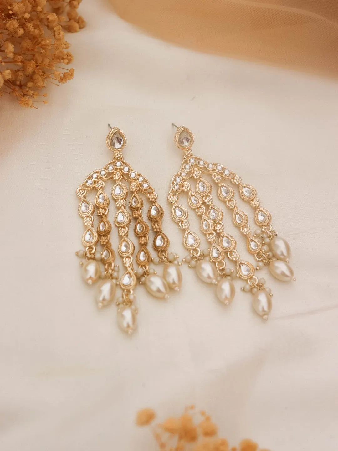 Ishhaara White Gold Plated Contemporary Drop Earrings