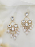 Ishhaara White Gold Plated Kundan Classic Drop Earrings