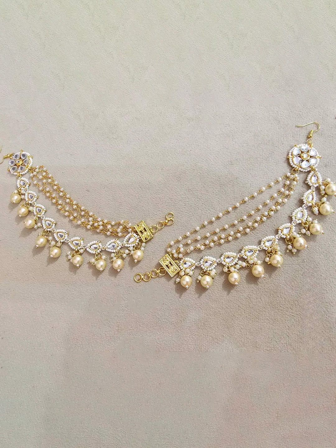 Ishhaara White Gold Plated Kundan Ear Chain
