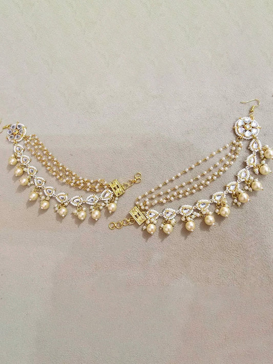 Ishhaara White Gold Plated Kundan Ear Chain