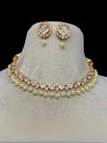 Ishhaara White Gold Plated Kundan Polki & Beaded Meenakari Choker Necklace Set