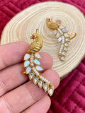 Ishhaara White Gold Plated Stones Polki Kundan Peacock Motif Ear Cuffs