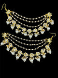 Ishhaara White Gold Plated White Pearls Studded Layered Ear Chain