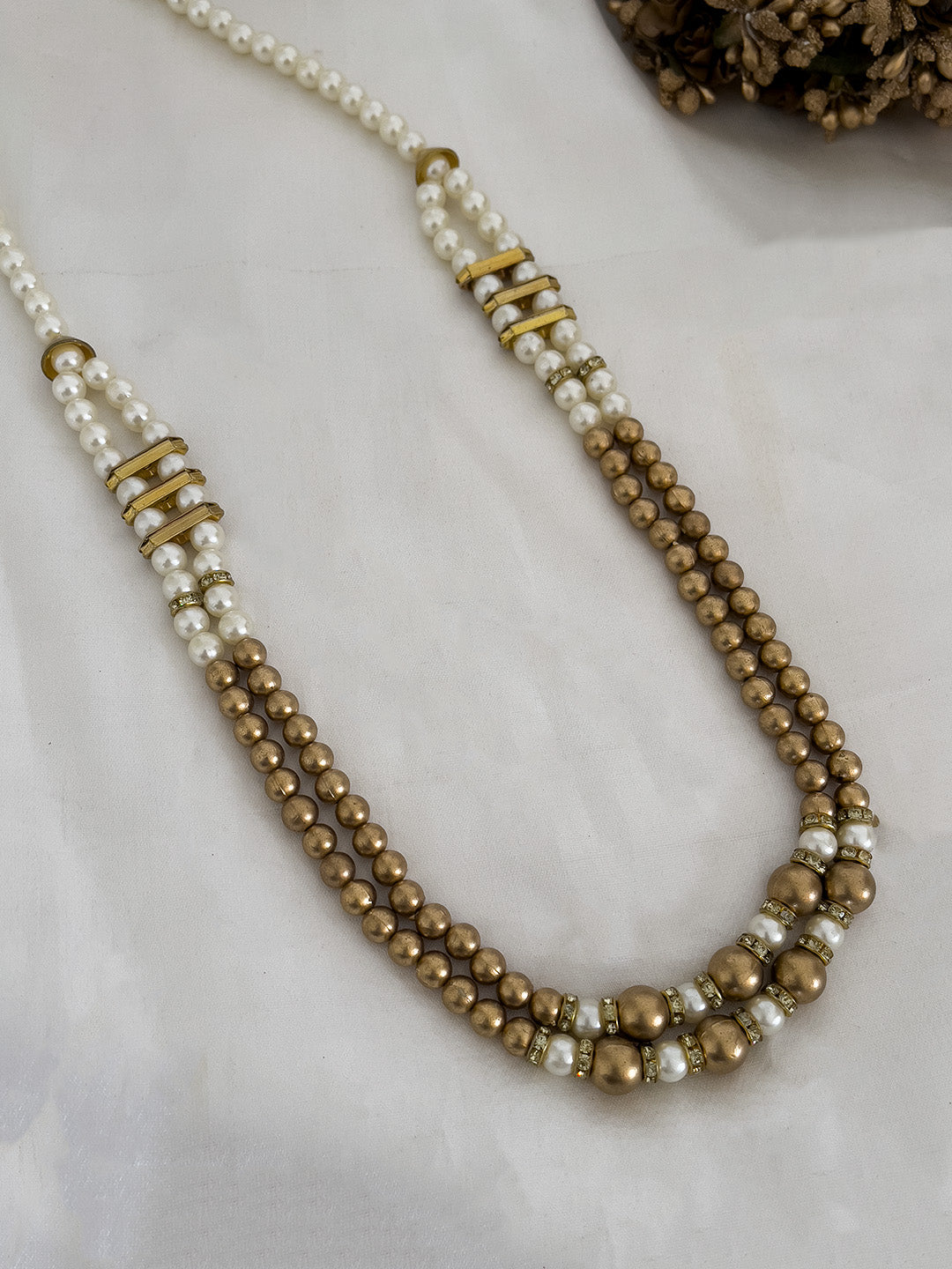 Ishhaara White Golden Beads Traditional Groom Necklace