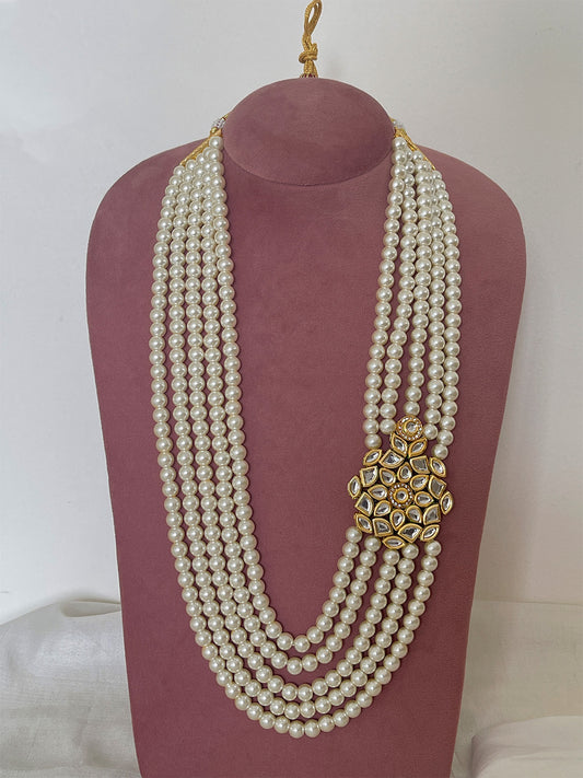 Ishhaara White Handcrafted Layered Kundan Studded Long Necklace