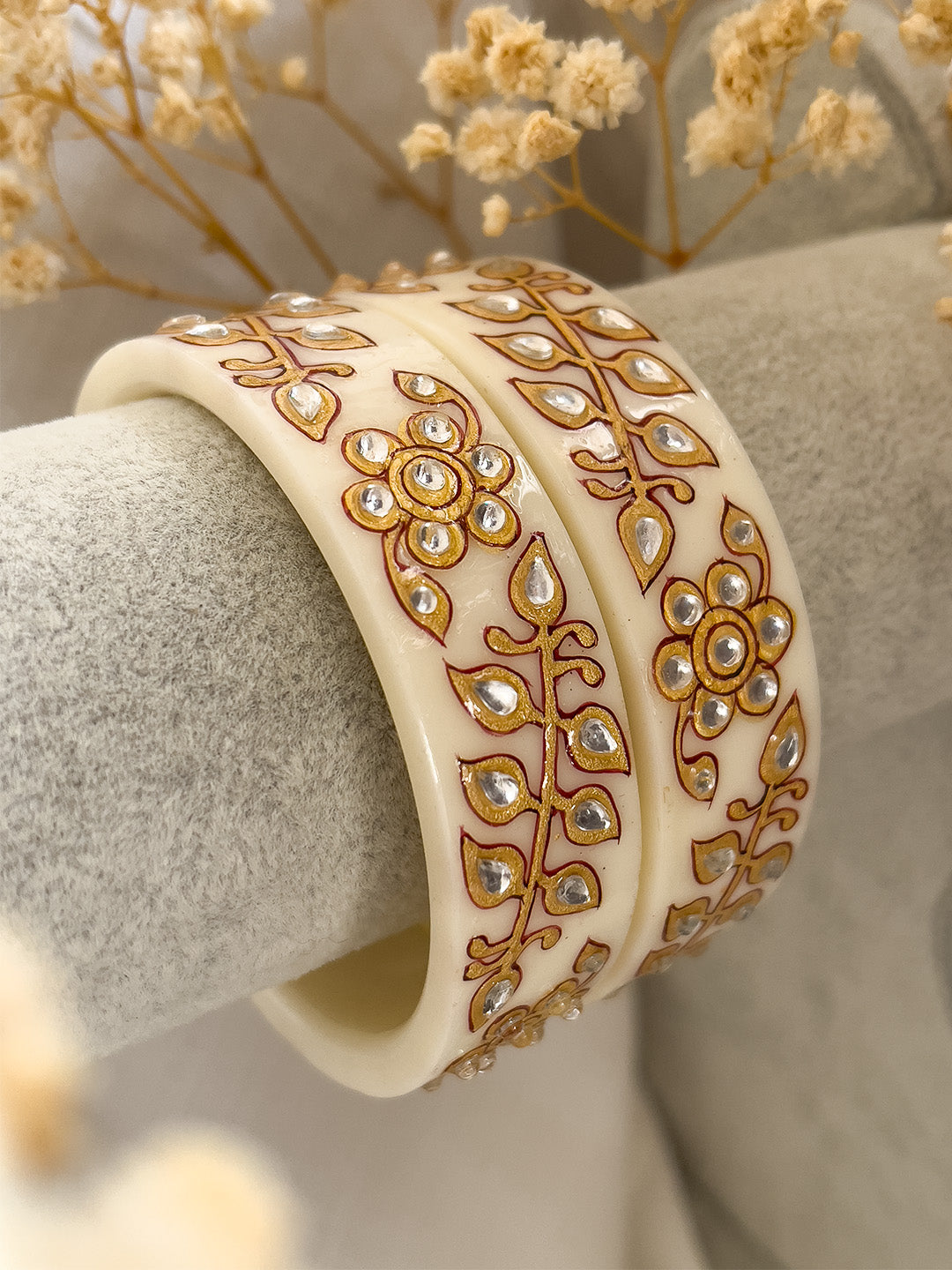 Ishhaara White Handcrafted Rajwadi Meenakari Bangles