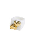 Ishhaara White Heart Shaped Acrylic Square Rings