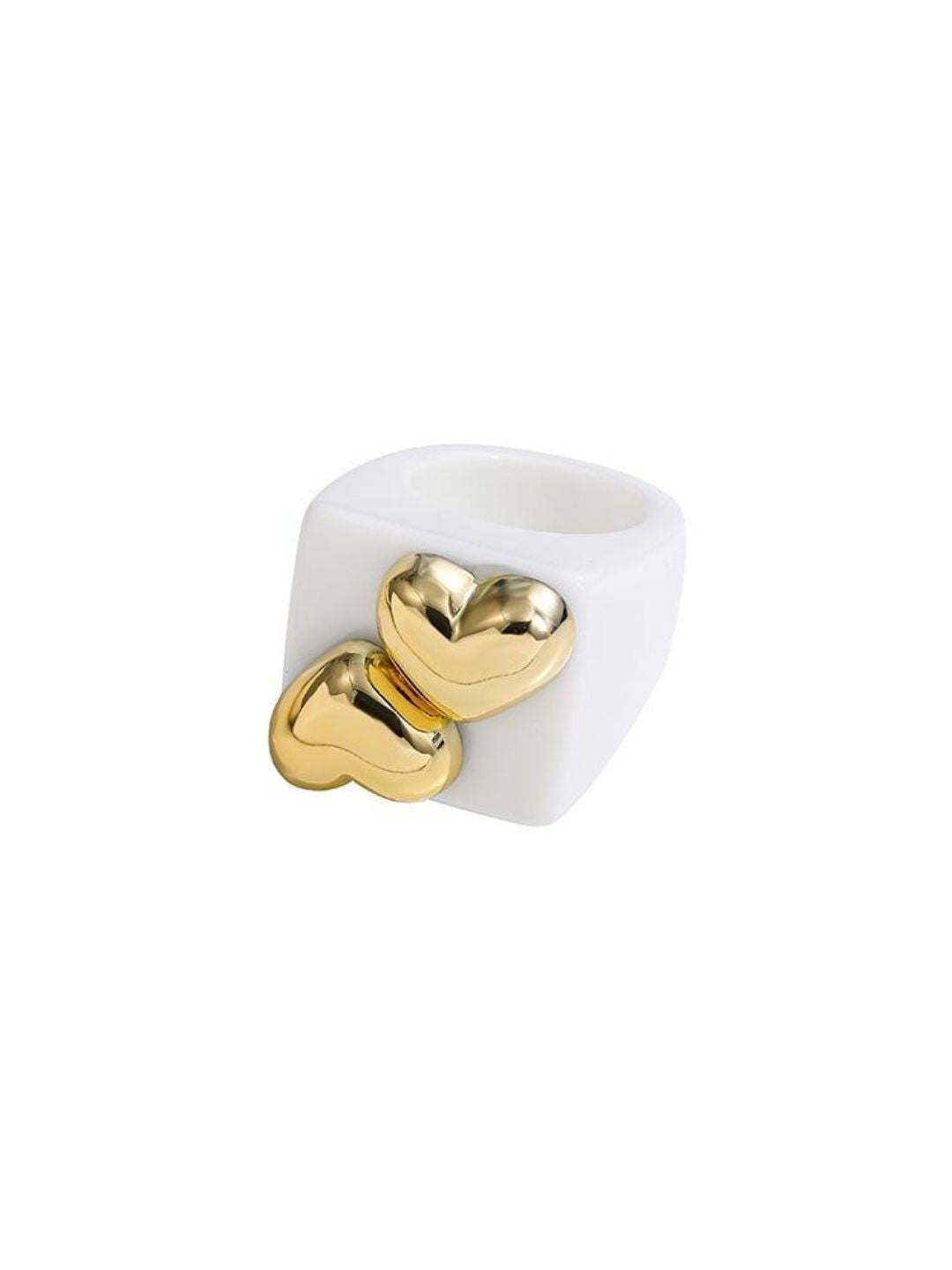 Ishhaara White Heart Shaped Acrylic Square Rings