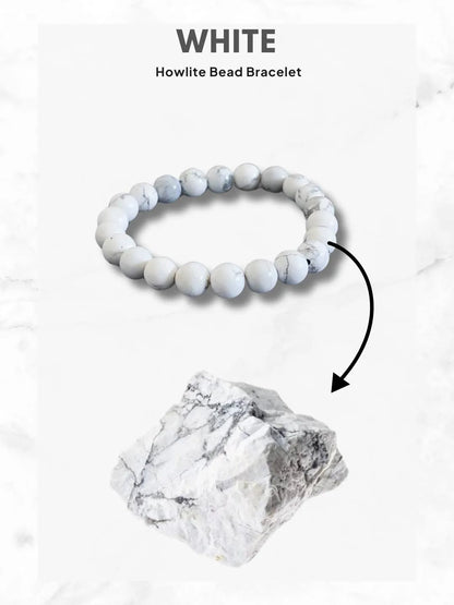 Ishhaara White Howlite Bead Bracelet