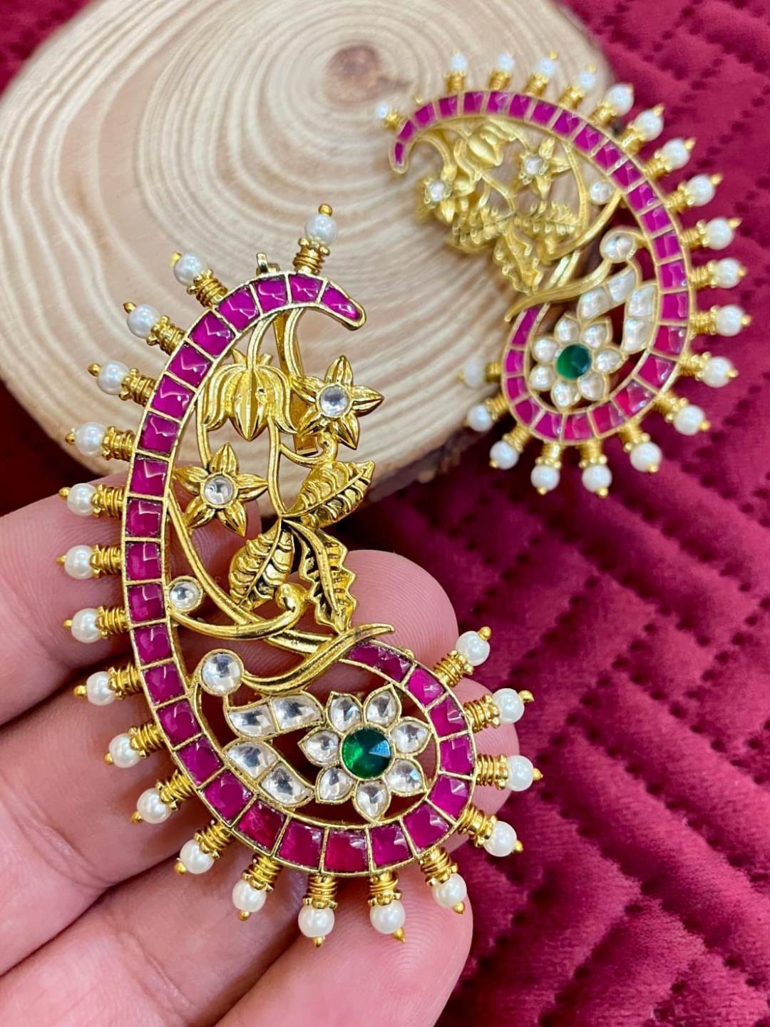 Ishhaara White Jadau Kundan Studded Earcuff Earrings