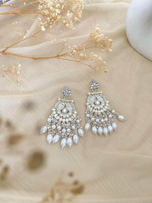 Ishhaara White Kundan Elegance With Pearl Drape