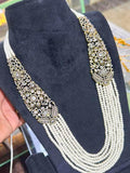 Ishhaara White Kundan Long Beeded Necklace Set