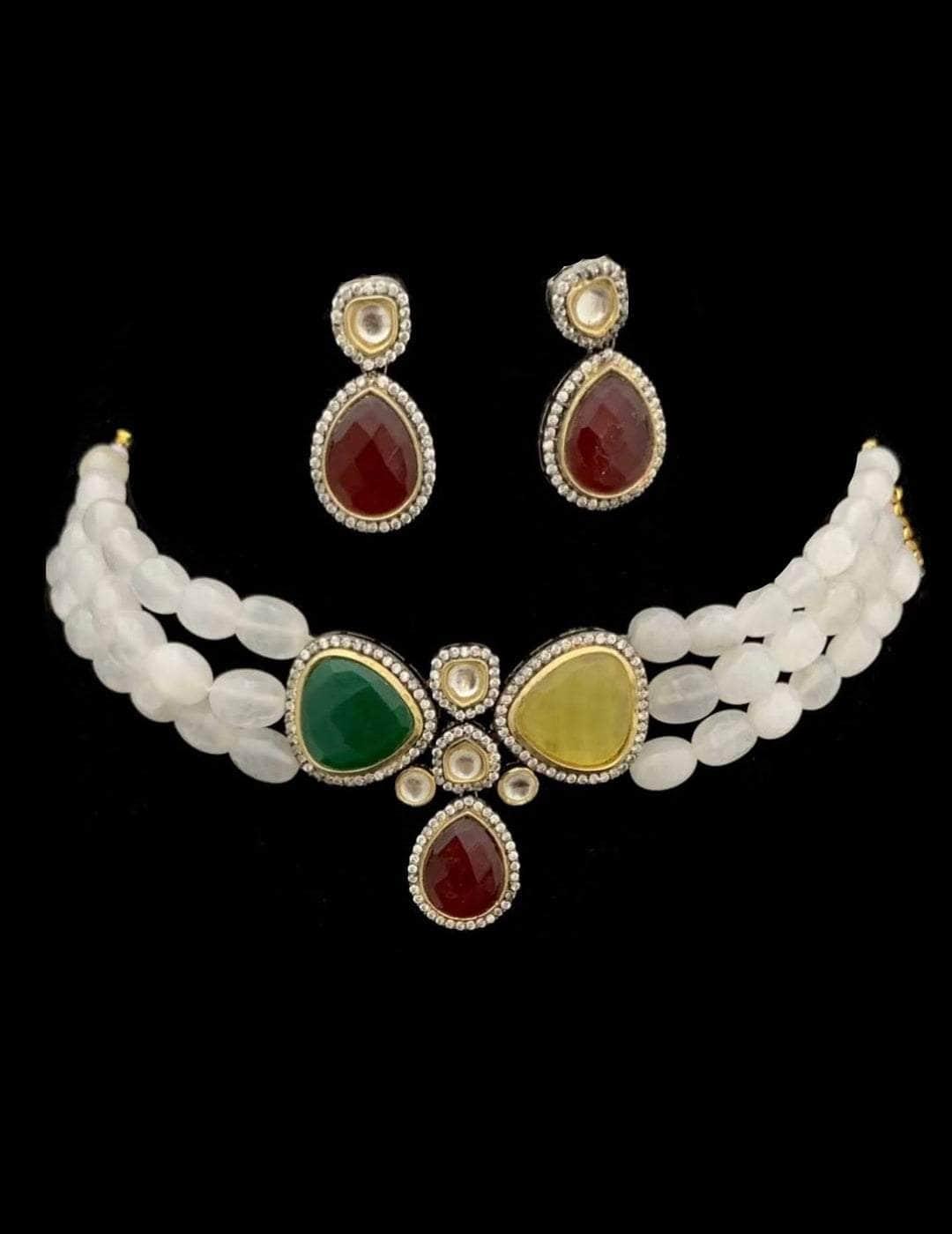 Ishhaara Kundan Stone Studded Choker Necklace Set