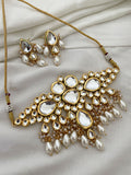 Ishhaara White Kundan Studded And Beaded Jewellery Set