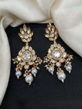 Ishhaara White Kundan Studded Drop Earrings