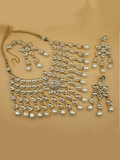 Ishhaara White Layered Bridal Drop Tassel Necklace Set