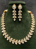 Ishhaara White Leaf Shaped Kundan Necklace Set