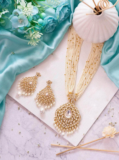 Ishhaara White Long Cheed Bead Haar