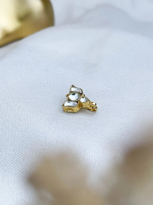 Ishhaara White Lotus Shaped Kundan Studded Nath