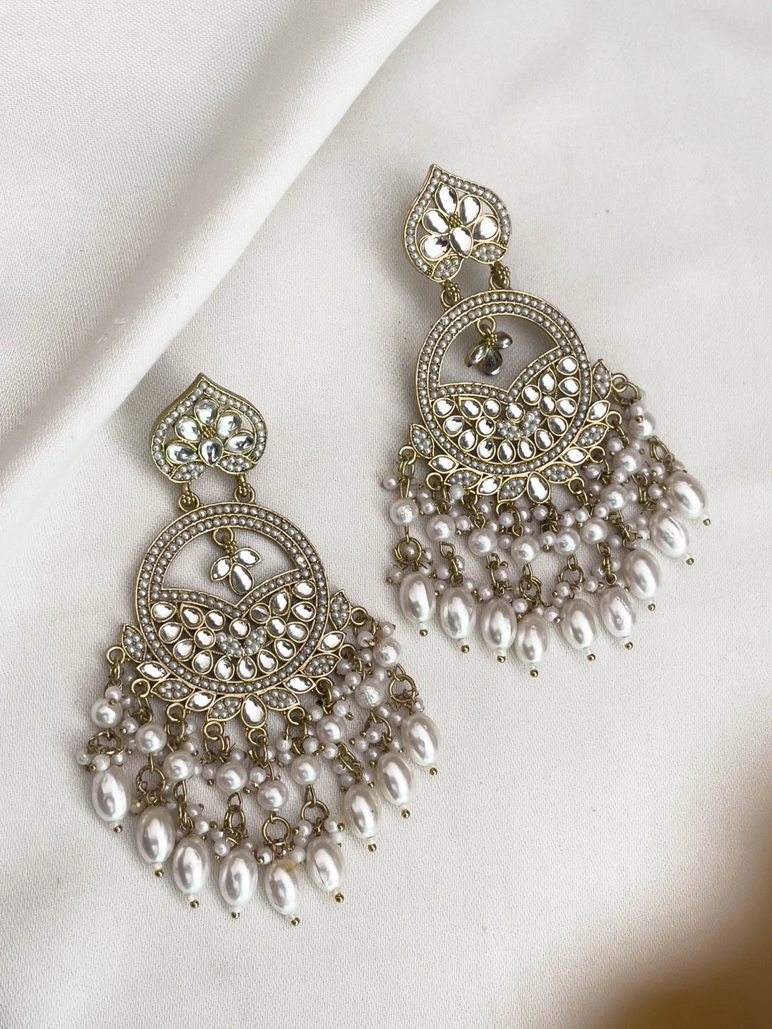 Ishhaara Pink Meenakari Kundan Studded Chandbali Earrings