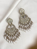 Ishhaara White Meenakari Kundan Studded Chandbali Earrings