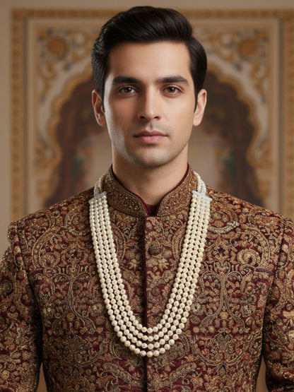 Ishhaara White Mother Of Pearl Layered Mala