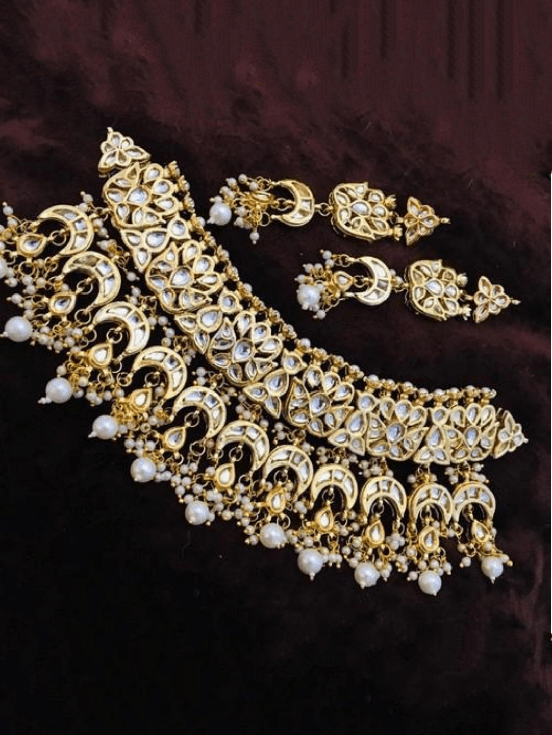 Ishhaara White Multi Chand Hanging Necklace Set