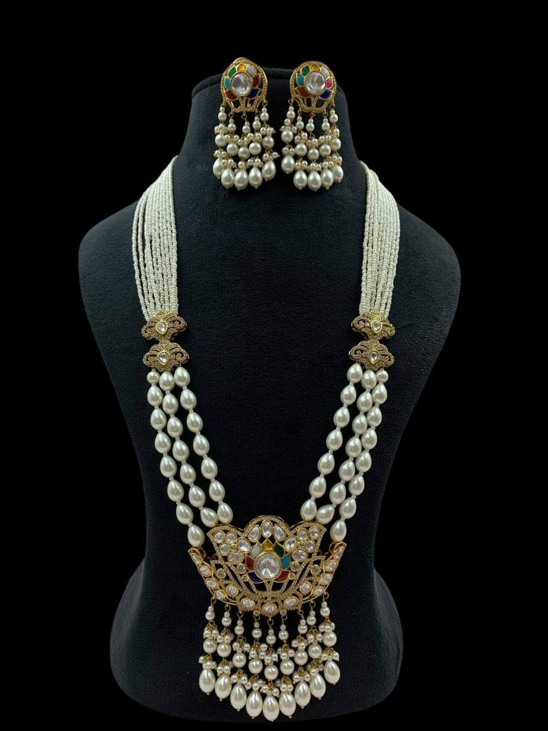 Ishhaara White Multi Strand Kundan Raani Haar Necklace