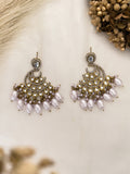 Ishhaara White Multicolored Kundan Studded Chandbali Earrings