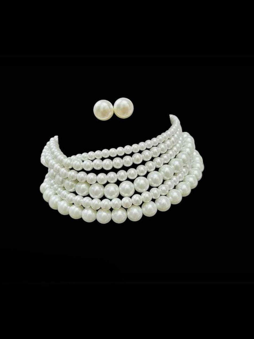 Ishhaara White Multilayered Fresh Water Pearl Necklace