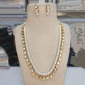 Ishhaara White One Line Kundan Beads Chain And Earring Set