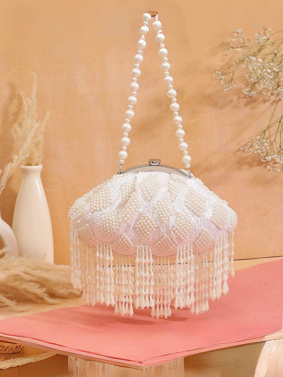 Ishhaara White Pearl Batua Bag