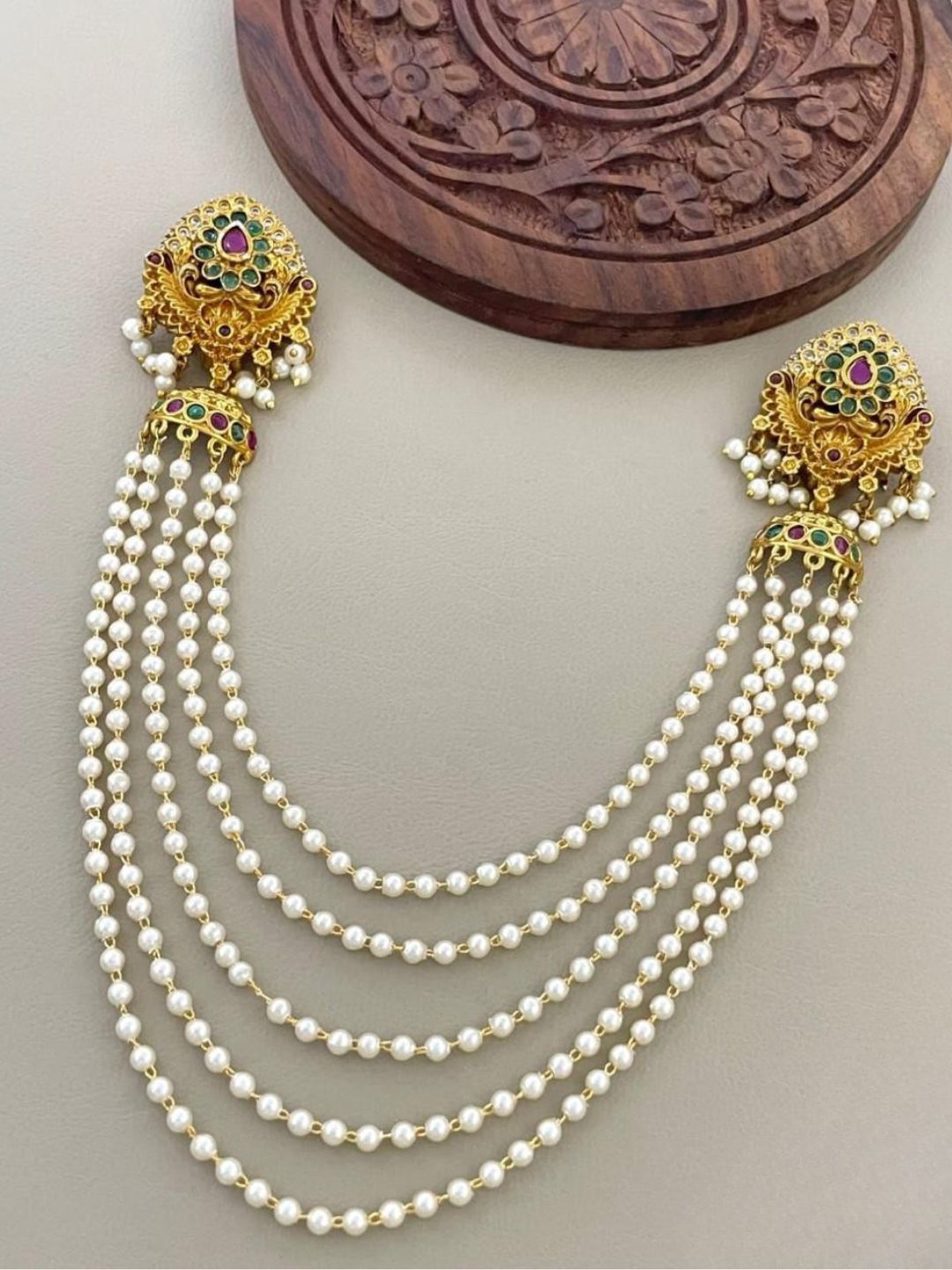 Ishhaara White Pearl Layered Bun Accesseries