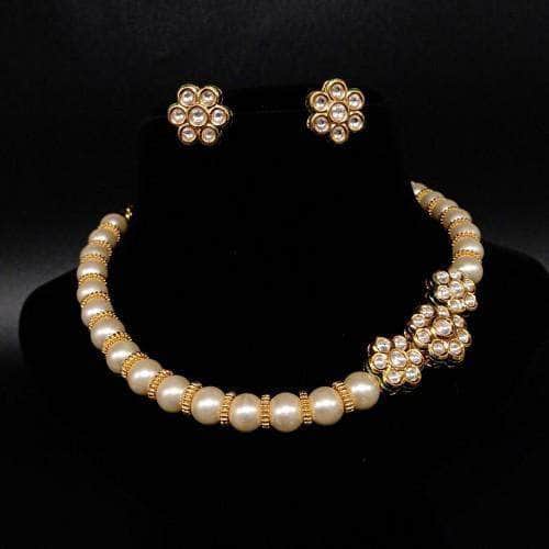 Ishhaara White Pearls Kundan Necklace Set