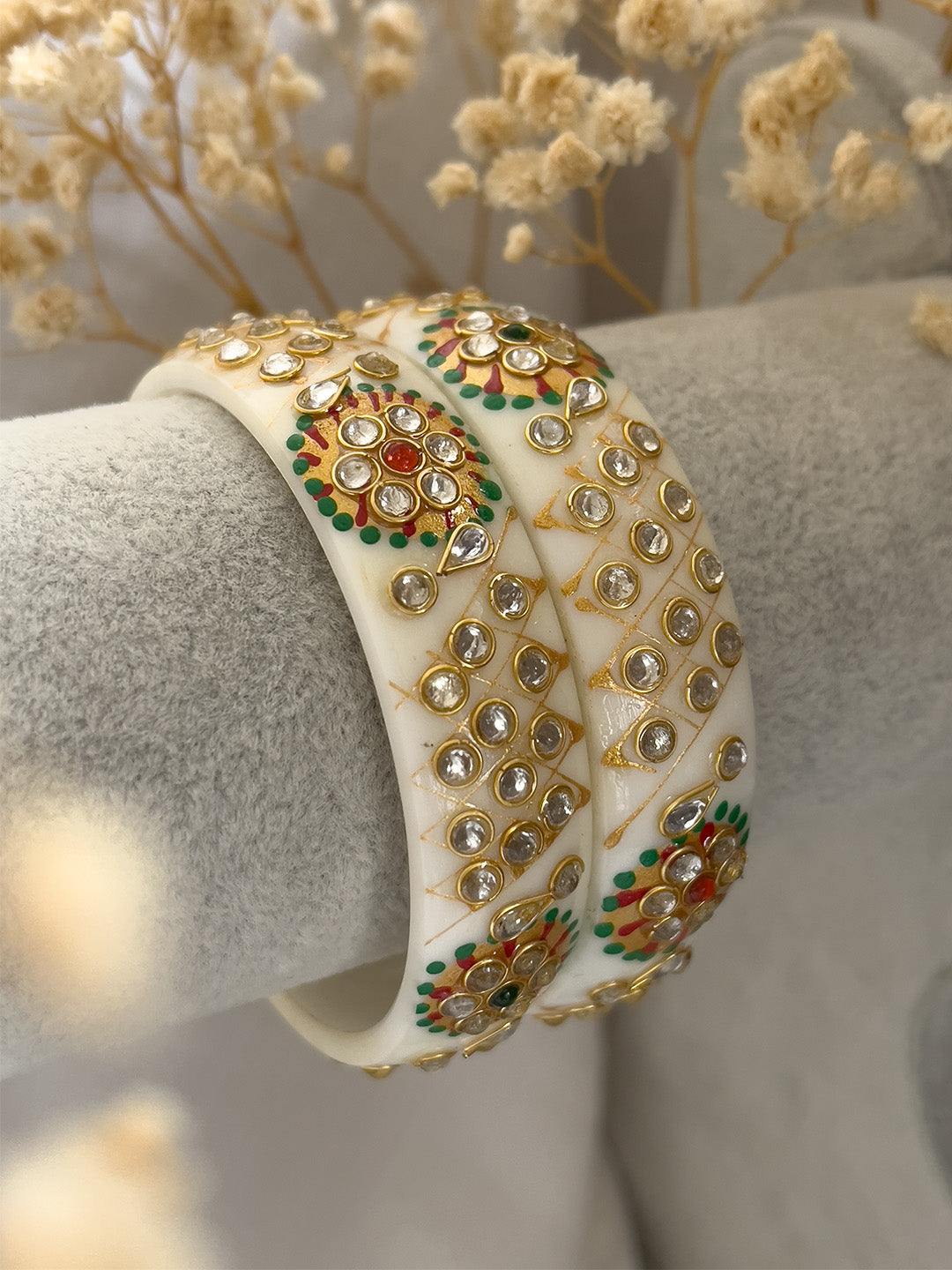 Ishhaara Green Rajasthani Traditional Broad Kada