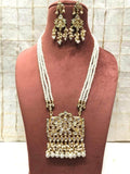 Ishhaara White Rectangular Kundan Pendant Necklace