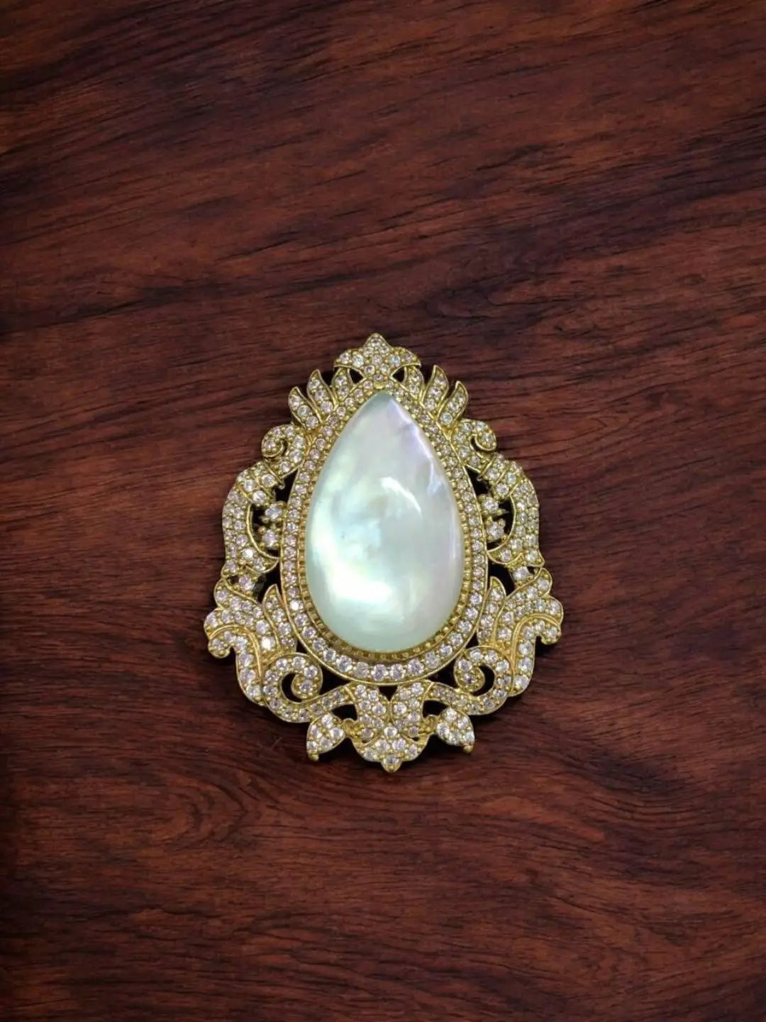 Ishhaara White Regal Leaf Shaped Brooch