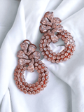 Ishhaara White Round Colorful Glam Rhinestone Earrings