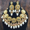 Ishhaara Round Meena Kundan Choker And Earring Set