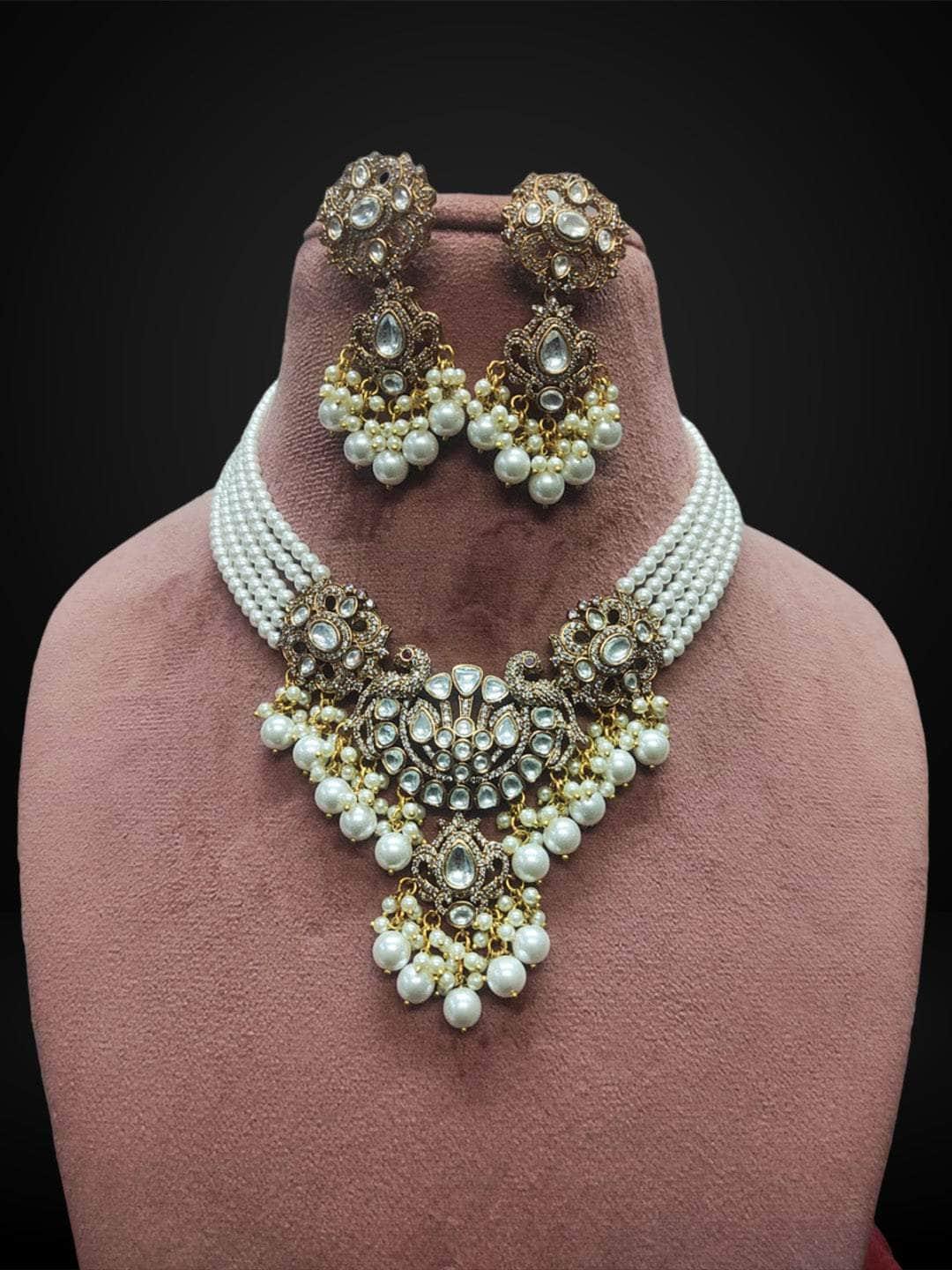 Ishhaara Royal Kundan Studded Beaded Necklace Set