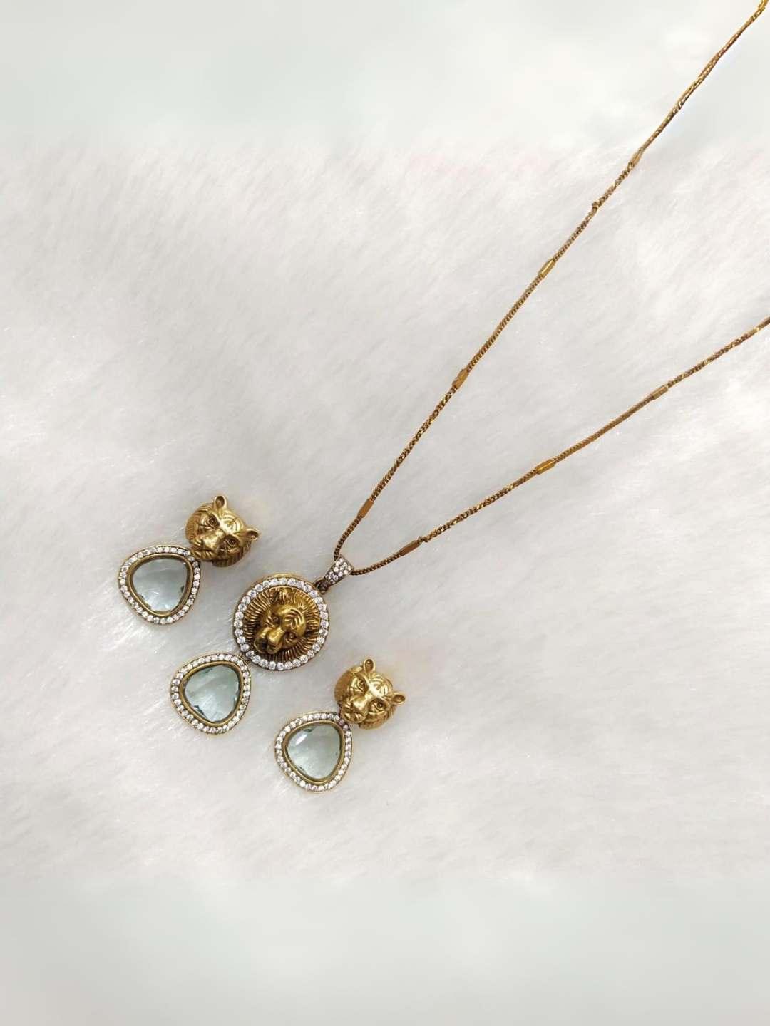 Ishhaara White Sabyasachi Inspired Triangle Drop Pendant Necklace