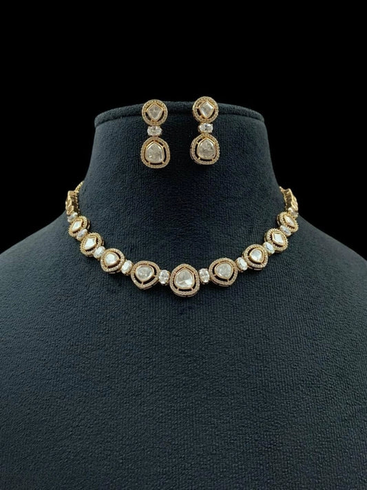Ishhaara White Single Line Polki Kundan Choker Set