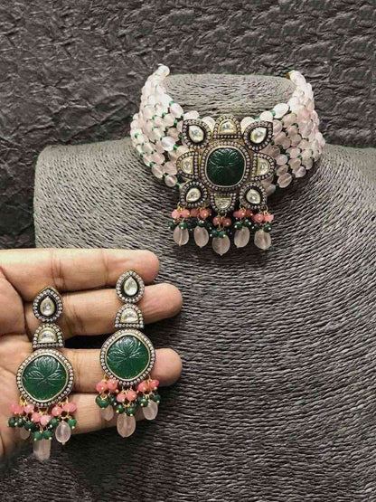 Ishhaara Square Pendant Beads Necklace