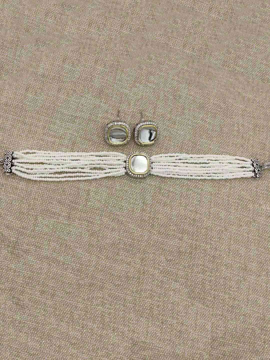 Ishhaara Stone Studded Choker Necklace And Earrings Set